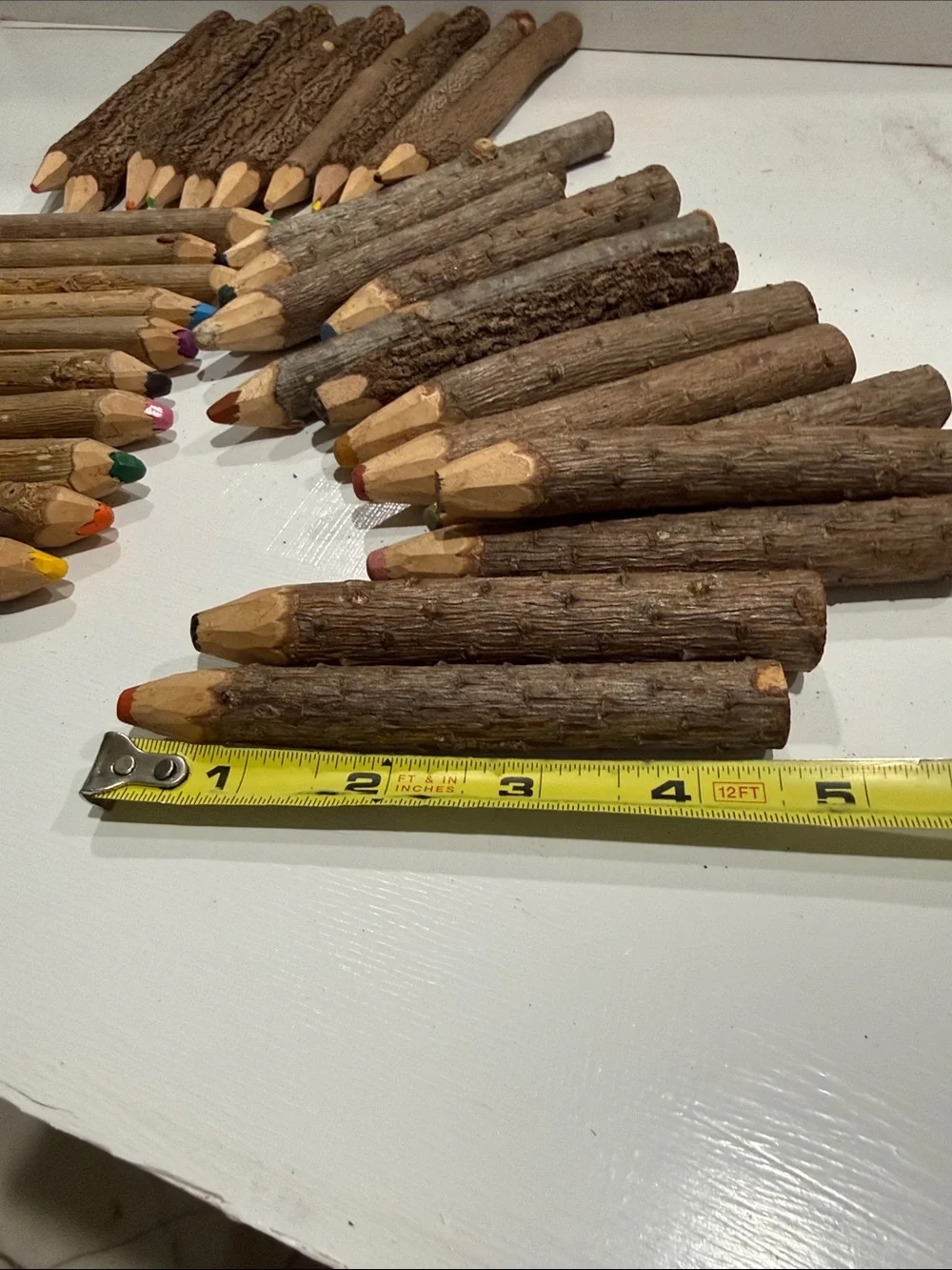 Rustic Bark Colored Pencil Set - Brown Natural Twigs Finish 33 Count